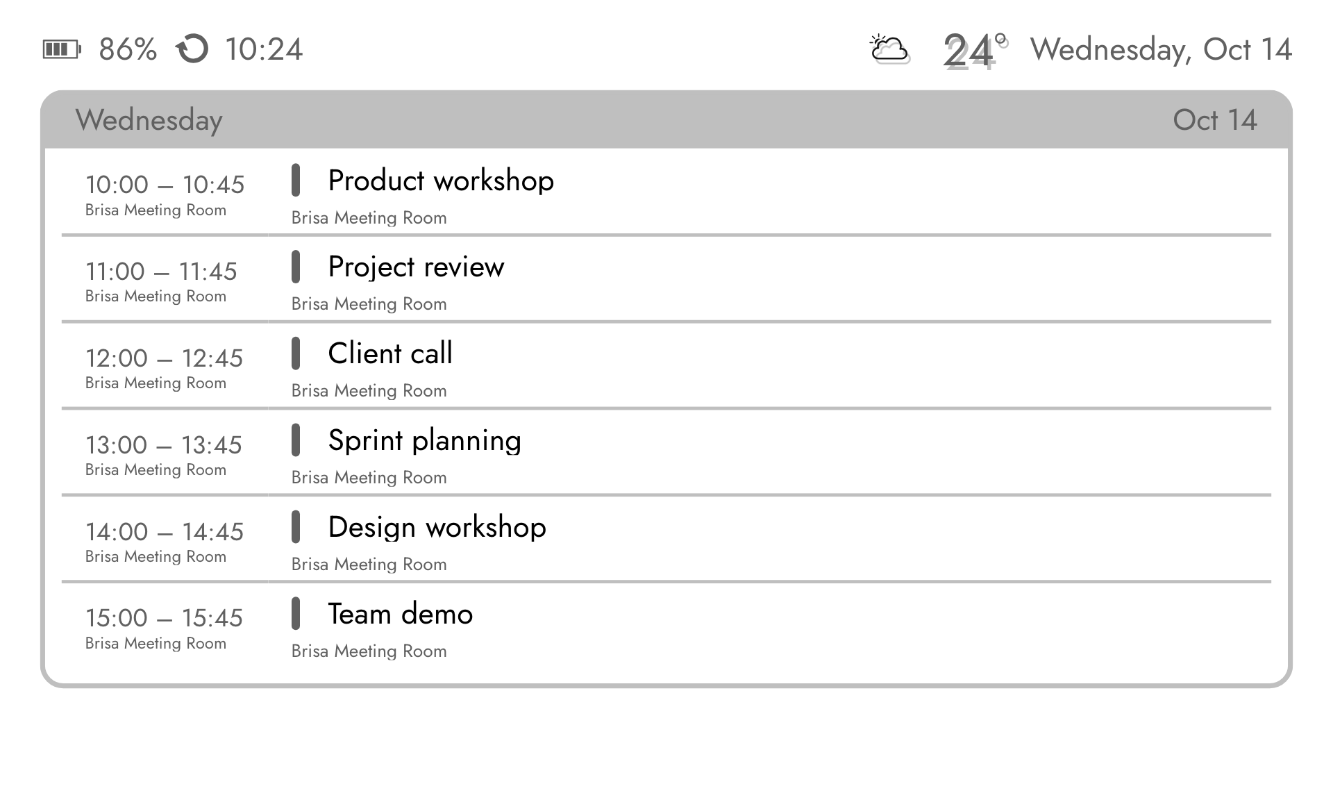 Still Calendar e-ink screen with today’s agenda