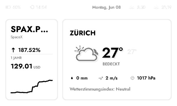 Markets with weather e-ink screen